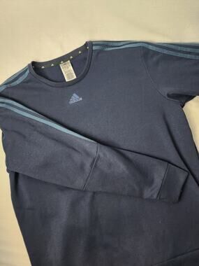 Adidas Men's XL Dark Blue Crewneck Sweater Navy Activewear Sweatshirt LS